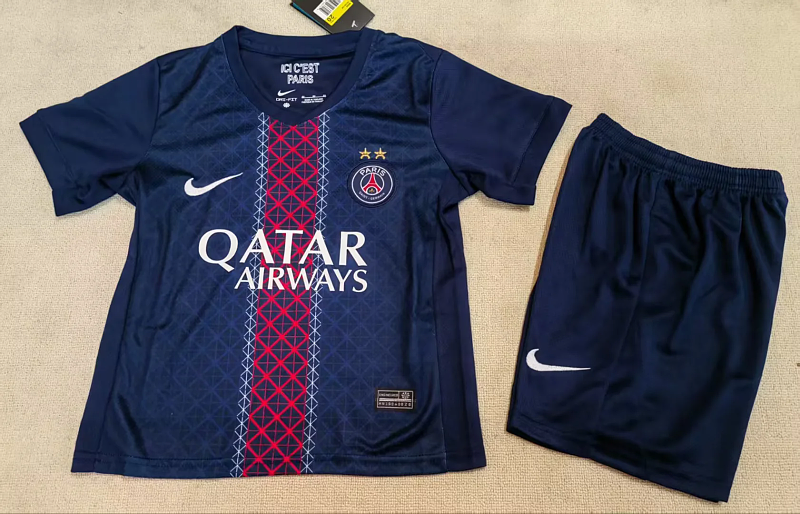 Niño_2 star kids kit 25-26 parissg home soccer jersey size 16-28