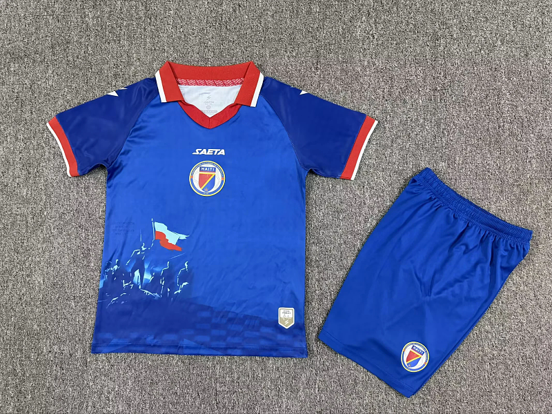 Niño_kids kit 2026 Haiti home soccer jersey size 16-28