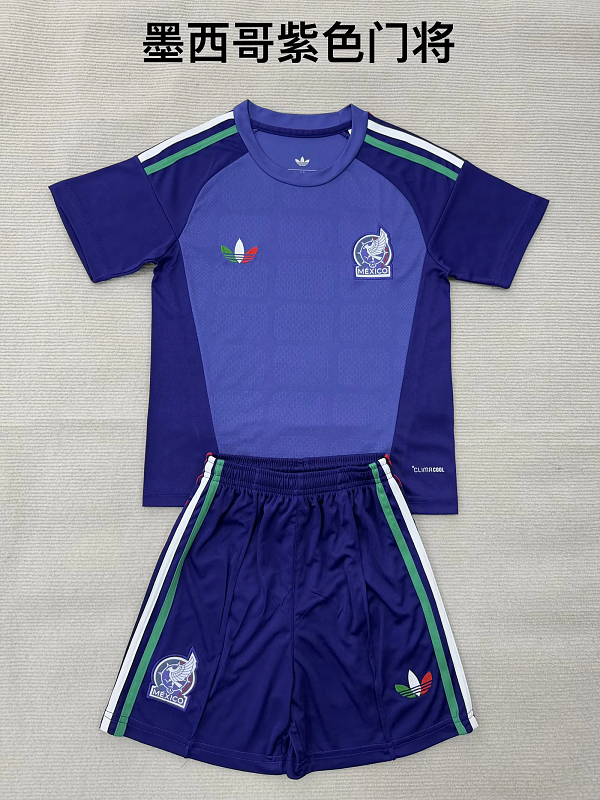 Niño_kids kit 2026 Mexico GK 2 purple soccer jersey size 16-28