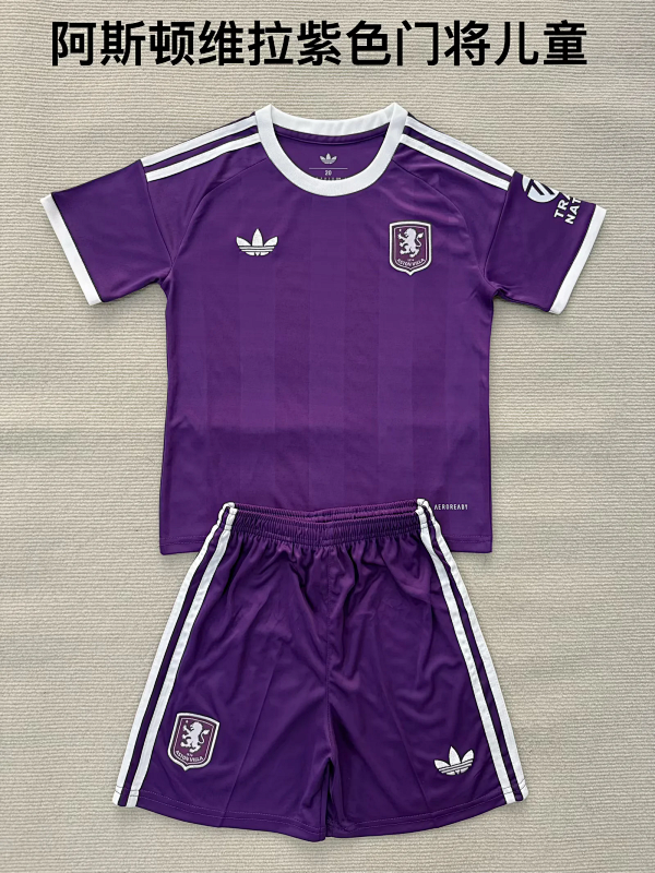 Niño_kids kit 25-26 Aston Villa GK purple soccer jersey size 16-28