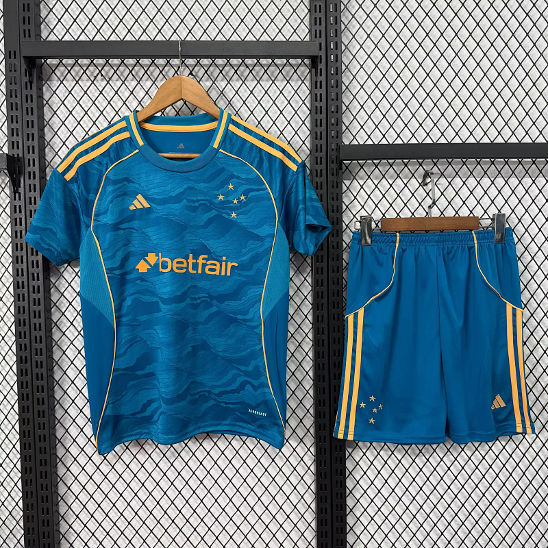 Niño_kids kit 25-26 Cruzeiro third with sponsor soccer jersey size 16-28