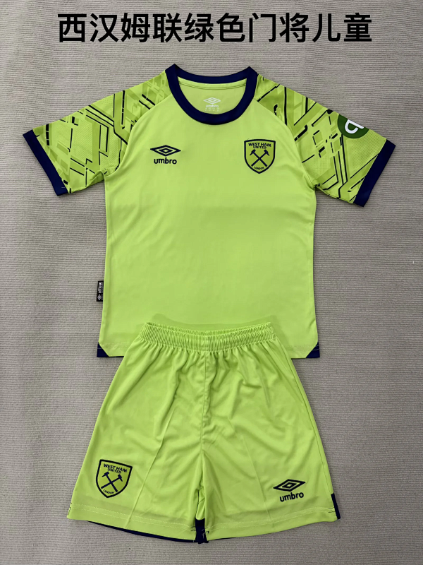Niño_kids kit 25-26 West ham GK green soccer jersey size 16-28