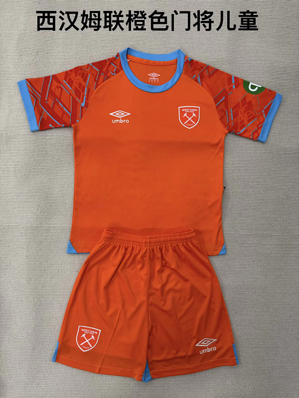 Niño_kids kit 25-26 West ham GK orange soccer jersey size 16-28