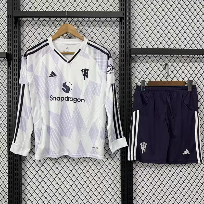 Niño_kids kit 25-26 man u away long sleeves soccer jersey size 16-28