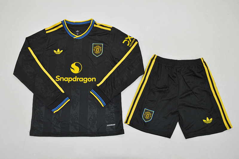 Niño_kids kit 25-26 man u third long sleeves soccer jersey size 16-28