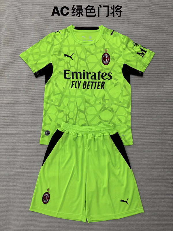 Niño_kids kit 26-27 AC GK green soccer jersey size 16-28