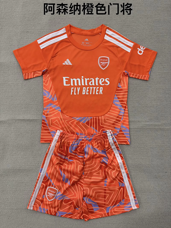 Niño_kids kit 26-27 Arsenal GK orange soccer jersey size 16-28