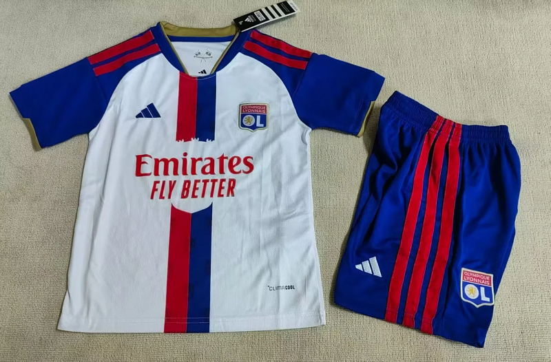 Niño_kids kit 26-27 Lyon home soccer jersey size 16-28