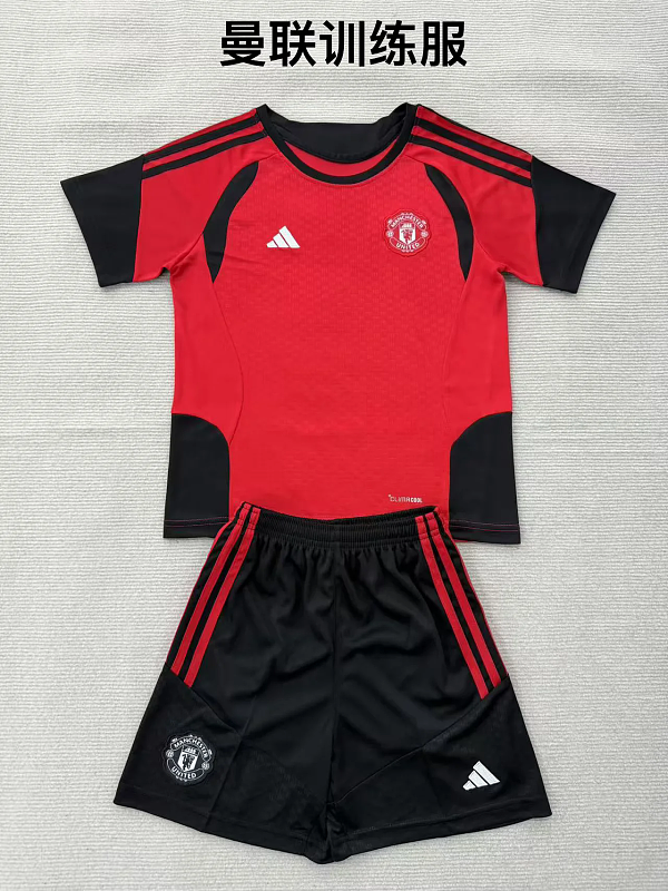 Niño_kids kit 26-27 man u red training soccer jersey size 16-28